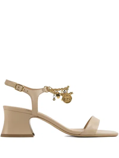 Chloé 55mm Charm-embellished Block-heel Sandals In Neutral