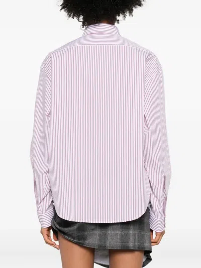 Vaquera Trompe L'oeil Bra Stripe Graphic Button-down Shirt In Pink