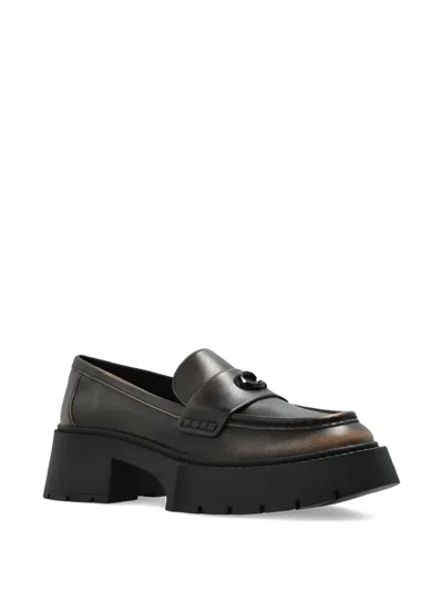 Coach Leah Logo-plaque Loafers In Black