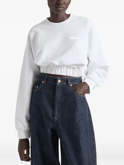 Givenchy Cropped Sweatshirt With Elasticated Waistband In White