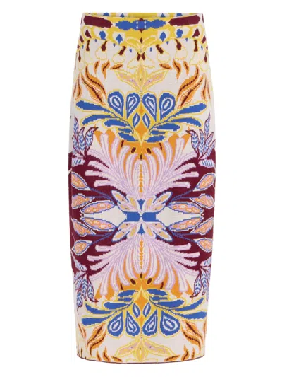 Marie Oliver Janis Straight Jacquard-knit Midi Skirt In Purple