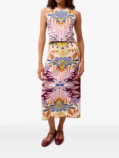 Marie Oliver Janis Straight Jacquard-knit Midi Skirt In Purple