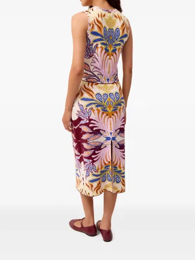 Marie Oliver Janis Straight Jacquard-knit Midi Skirt In Purple