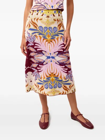 Marie Oliver Janis Straight Jacquard-knit Midi Skirt In Purple