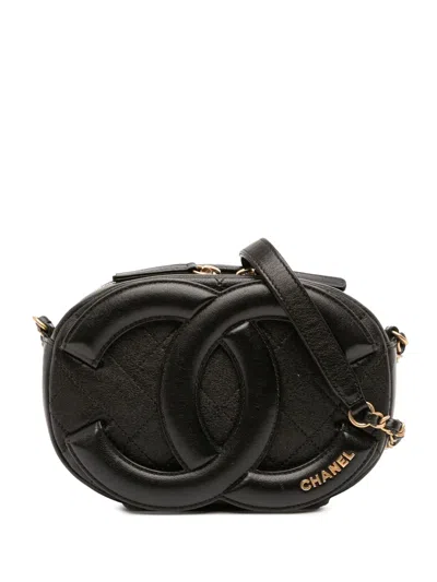 Pre-owned Chanel 2019 Cc Quilted Lambskin Coco Midnight Camera Bag Crossbody Bag In Black