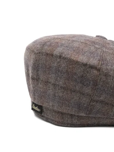 Borsalino Wool Cap With Button Top And Stitching In Brown