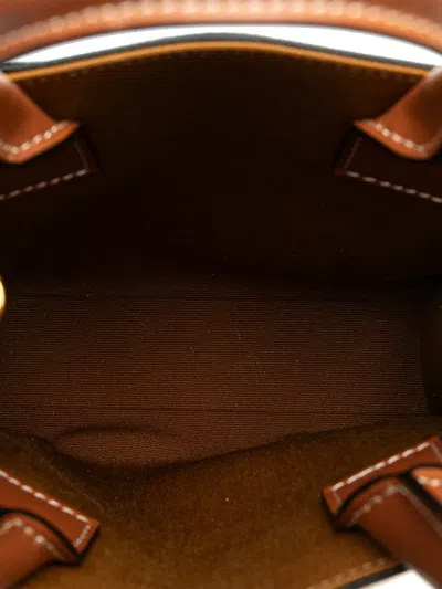 Pre-owned Celine 2023 Mini Triomphe Coated Canvas Vertical Cabas Satchel In Brown