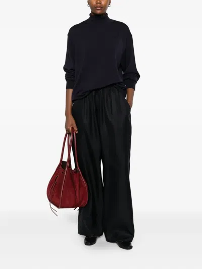 Sofie D'hoore Elastic-waist Silk Trousers In Black