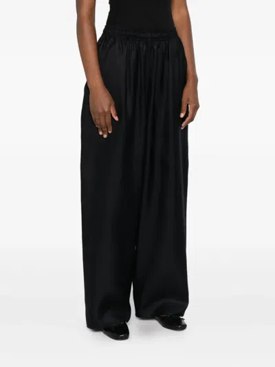 Sofie D'hoore Elastic-waist Silk Trousers In Black