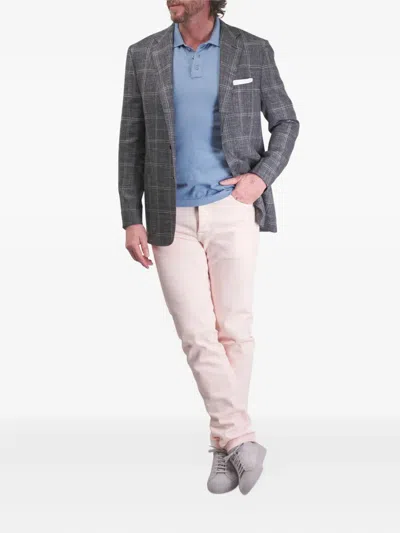 Kiton Checked Single-breasted Jacket In Gray