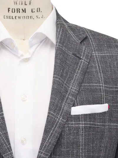 Kiton Checked Single-breasted Jacket In Gray