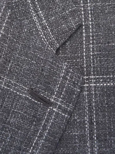Kiton Checked Single-breasted Jacket In Gray