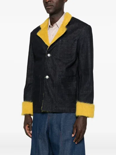 Kenzo Crewneck Jacket With Notched Lapels And Pockets In Black