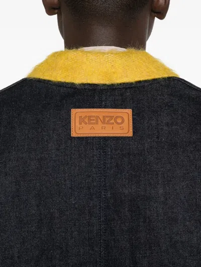 Kenzo Crewneck Jacket With Notched Lapels And Pockets In Black