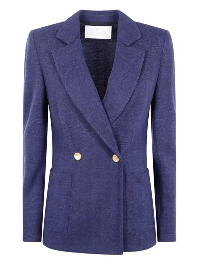 Harris Wharf London Herringbone Double-breasted Jacket In Blue