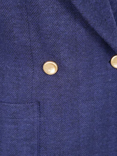 Harris Wharf London Herringbone Double-breasted Jacket In Blue