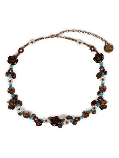 Etro Beaded Rose Necklace In Multi