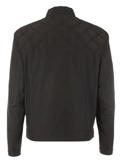 Moncler Quilted Diamond-pattern Jacket In Brown