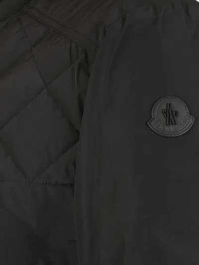 Moncler Quilted Diamond-pattern Jacket In Brown