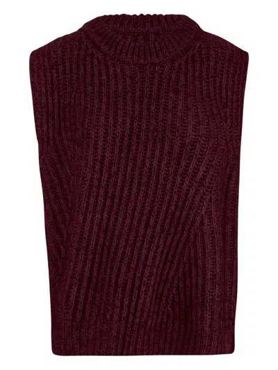 Sa Su Phi Sleeveless Ribbed Wool Blend Jumper In Black