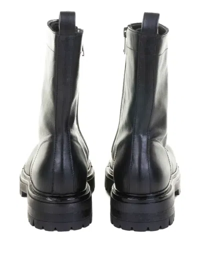 Elena Iachi Black Leather Biker Boot With Laces In Black