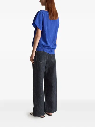 Lee Mathews Drawstring Asymmetric Blouse In Blue