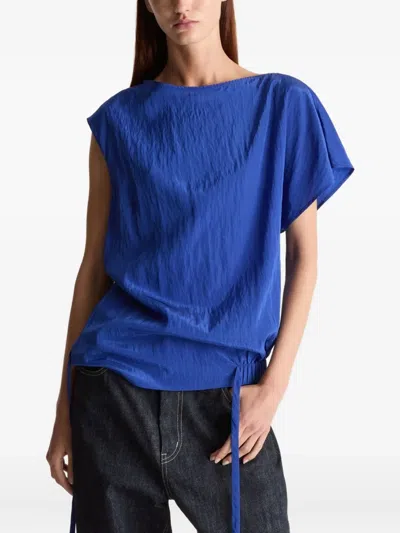 Lee Mathews Drawstring Asymmetric Blouse In Blue