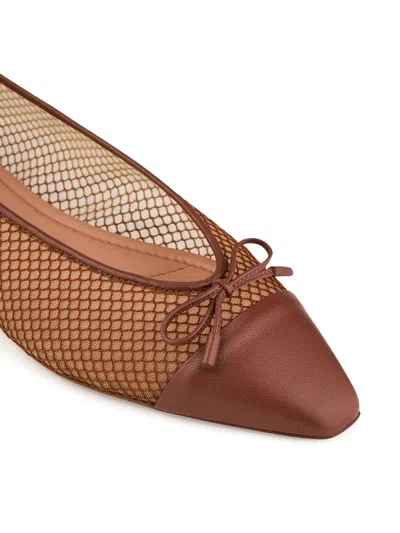 Aquazzura Gioia Mesh And Leather Ballet Flats In Brown
