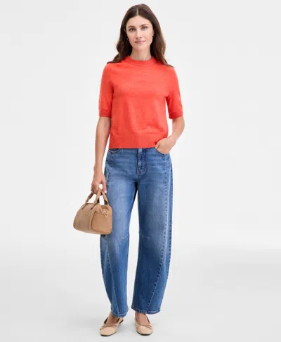 On 34th Women's Saddle Short Sleeve Sweater, Macy's Exclusive In Red