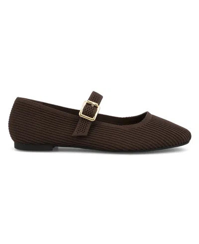 Mia Brita Mary Jane Flat In Brown