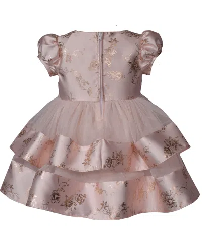 Bonnie Baby Baby Girls Foiled Floral Tiered Party Dress In Brown