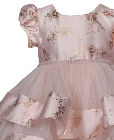 Bonnie Baby Baby Girls Foiled Floral Tiered Party Dress In Brown