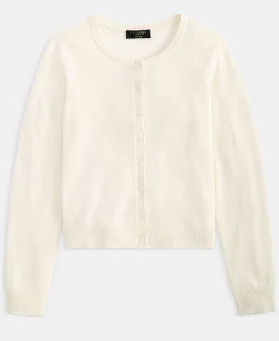 Charter Club Petite Cashmere Crewneck Button-front Cardigan, Exclusively At Macy's In White