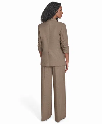 Calvin Klein Petite Novelty Check One Button Jacket In Brown