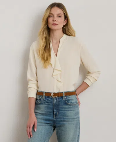 Ralph Lauren Women's Ruffle-trimmed Georgette Tunic In Brown