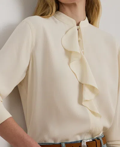 Ralph Lauren Women's Ruffle-trimmed Georgette Tunic In Brown