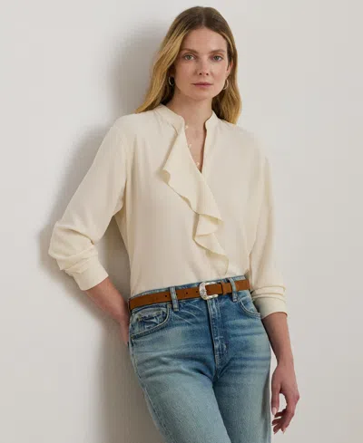 Ralph Lauren Women's Ruffle-trimmed Georgette Tunic In Brown