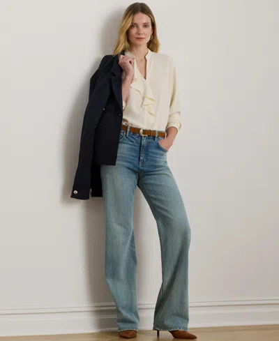 Ralph Lauren Women's Ruffle-trimmed Georgette Tunic In Brown