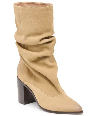 Dolce Vita Talina Wide Calf Boots Dk Taupe Suede In Neutral