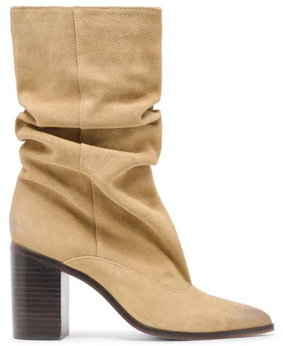 Dolce Vita Talina Wide Calf Boots Dk Taupe Suede In Neutral