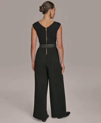 Donna Karan Women's Belted Straight-leg Jumpsuit In Black