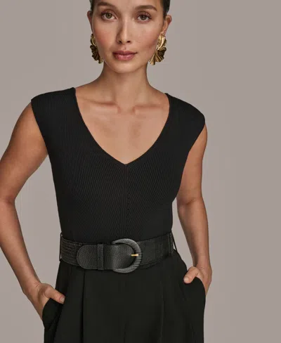 Donna Karan Women's Belted Straight-leg Jumpsuit In Black