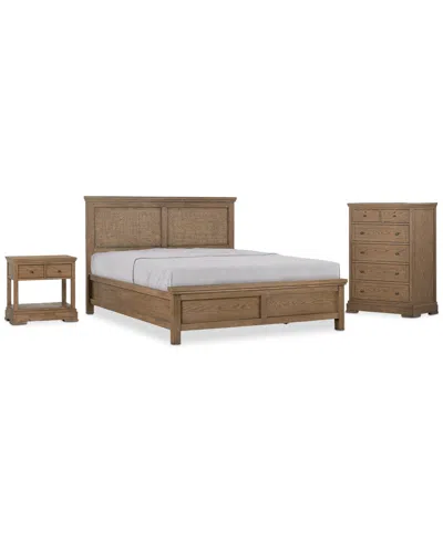 Macy's Alverton 3 Pc. King Cane Set (bed, Chest & 1-drawer Nightstand), Created For . In Brown