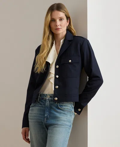 Ralph Lauren Cropped Wool-blend Twill Jacket In Blue