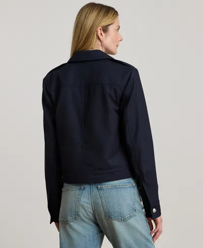 Ralph Lauren Cropped Wool-blend Twill Jacket In Blue