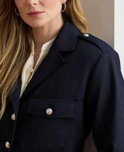 Ralph Lauren Cropped Wool-blend Twill Jacket In Blue