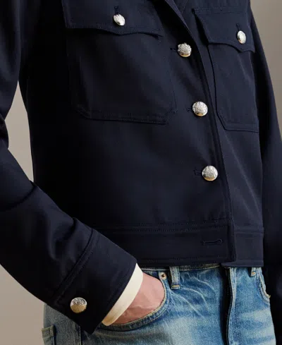 Ralph Lauren Cropped Wool-blend Twill Jacket In Blue