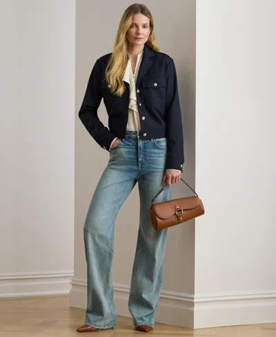 Ralph Lauren Cropped Wool-blend Twill Jacket In Blue