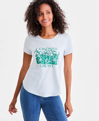Style & Co Women's Graphic Crewneck Short-sleeve T-shirt, Exclusively At Macy's In Gray