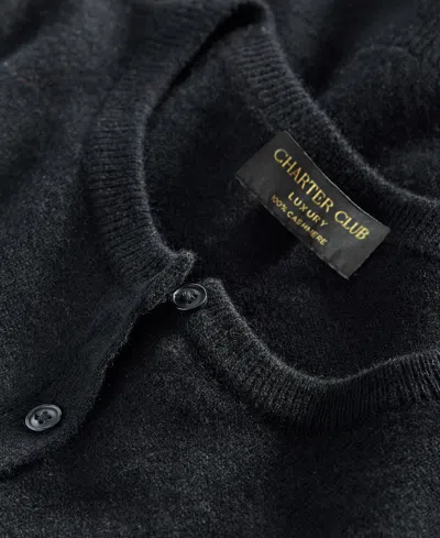 Charter Club Womens 100 Cashmere Crewneck Cardigan Pxs Xxl Macys Exclusive In Black